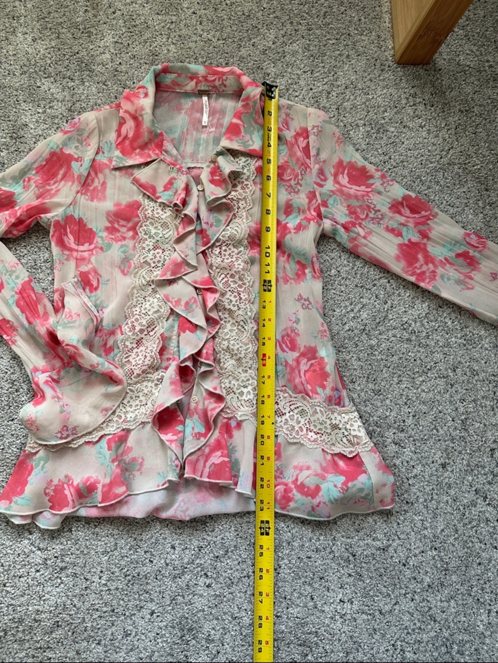 New Free People Bad At Love Floral Lace Trim Too ~ Pink & Mint - Picture 7 of 12